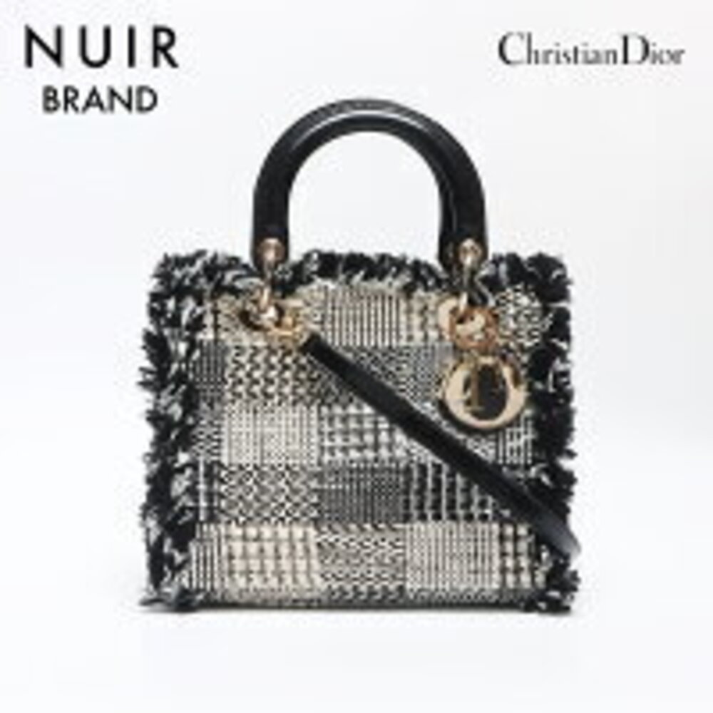 Christian Dior Lady Tweed Charm Handbag Multicolor